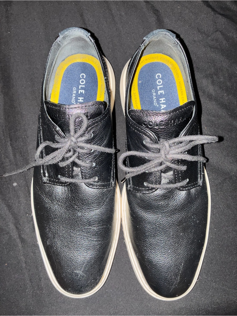 Cole Haan Black Leather Oxfords with Cream Sole